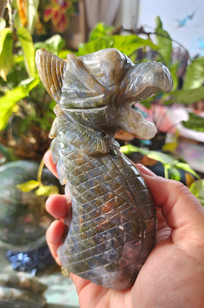 Moss Agate 3 Piece Dragon