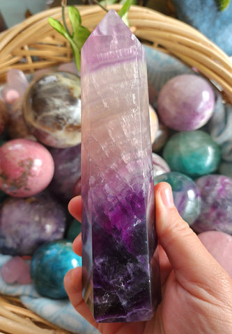 Banded Purple Fluorite Tower