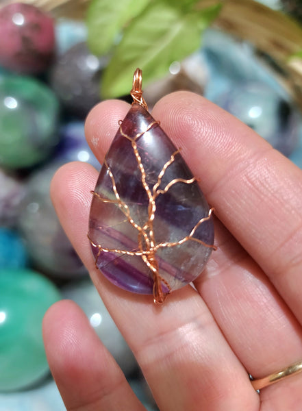 Rainbow Fluorite Tree Of Life Pendant