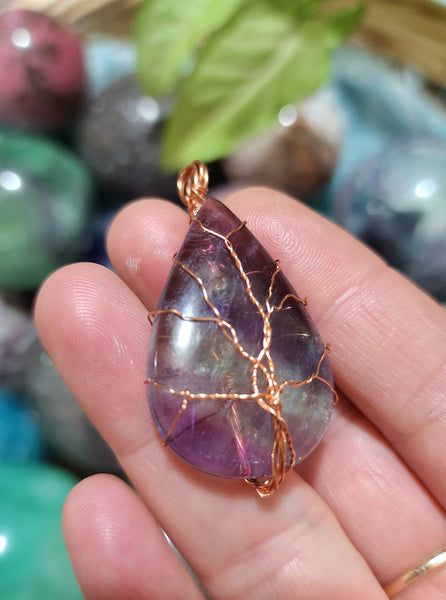 Rainbow Fluorite Tree Of Life Pendant