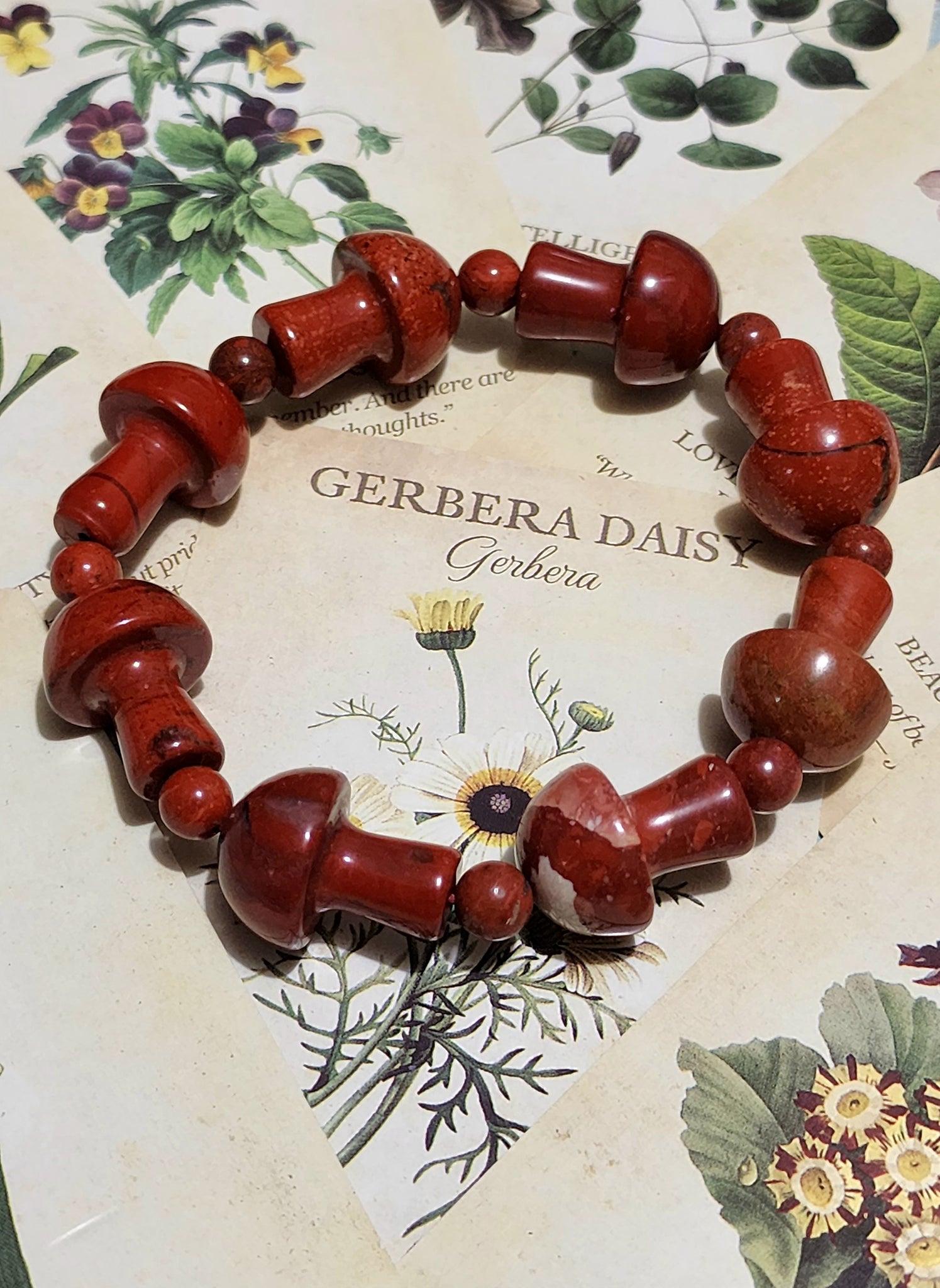 Red Jasper Mushroom Bracelet