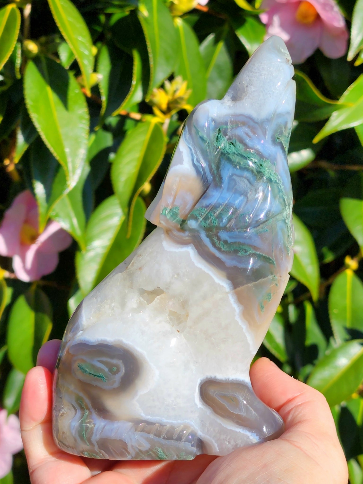 Large Moss Agate Wolf