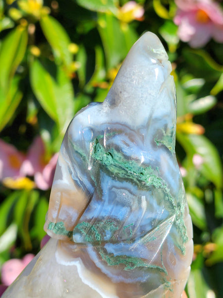 Large Moss Agate Wolf