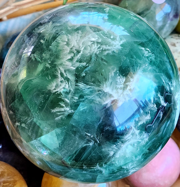 Large Snowflake Fluorite Sphere