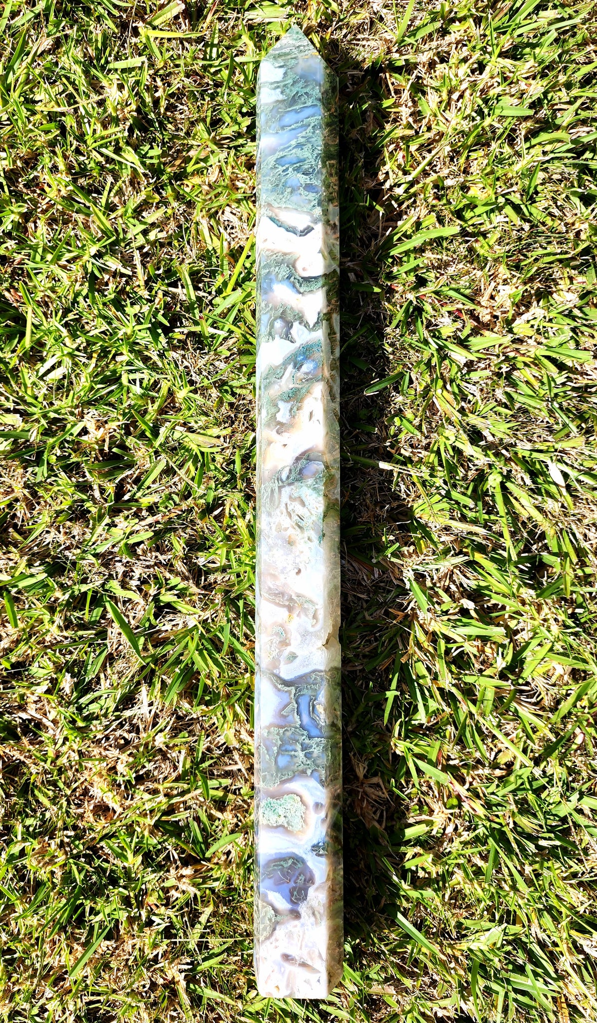 Super Tall Moss Agate Tower
