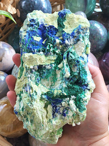 Azurite, Malachite, Quartz & Sulfur Large Raw